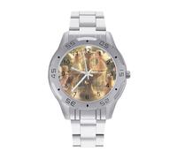 Fairies Playing Ornate Fountain Men's Business Watch with Stainless Strap Fashion Easy Reader Wristwatch Gifts for Men