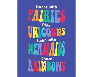 Fairies Unicorns Mermaids Rainbows Large Canvas Wall Art Print