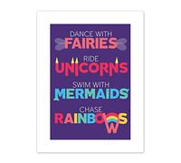 Fairies Unicorns Mermaids Rainbows Purple Canvas Wall Art Print