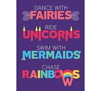 Fairies Unicorns Mermaids Rainbows Purple Large Canvas Wall Art Print