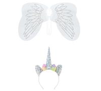 Fairies Wing Unicorns Headband Unicorns Wing With Headwear Set Princess Halloween Costume Accessories For Party Costume Set Princess Fairies Headband