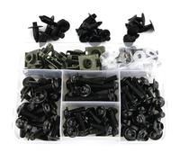 Fairing Bolt Kit, Screws Motorcycle Fairing Fasteners Bolts Nuts Kit For SUZUKI GSX1300R For Hayabusa SFV650 Gladius SV650 SV1000S Windscreen Screws Clips Motorbike Windshield Mounting Kit(Black)