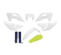 Fairing Kit 11-piece UFO PLAST with fork protector white/dark blue/yellow