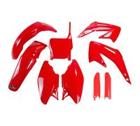 Fairing Kit 9-piece UFO PLAST fairing kit with fork protector red OEM 00-26