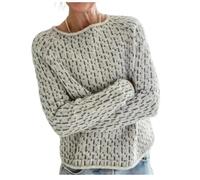 FairIsland Sweater for Women, Womens Crewneck Sweatshirt, Comfy Pullover Sweaters, Fashion Fall Long Sleeve Clothes (Apricot,5XL)