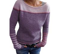 FairIsland Sweater for Women, Womens Crewneck Sweatshirt, Comfy Pullover Sweaters, Fashion Fall Long Sleeve Clothes (Purple,XL)