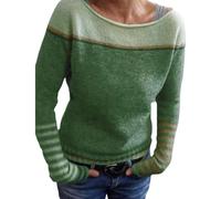 FairIsland Sweater for Women, Womens Crewneck Sweatshirt, Comfy Pullover Sweaters, Fashion Fall Long Sleeve Clothes (Green,5XL)