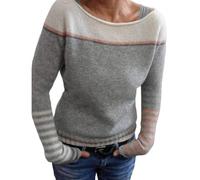 FairIsland Sweater for Women, Womens Crewneck Sweatshirt, Comfy Pullover Sweaters, Fashion Fall Long Sleeve Clothes (Gray,XL)