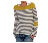FairIsland Sweater for Women, Womens Crewneck Sweatshirt, Comfy Pullover Sweaters, Fashion Fall Long Sleeve Clothes (Yellow,4XL)