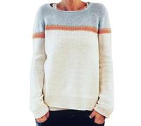 FairIsland Sweater for Women, Womens Crewneck Sweatshirt, Comfy Pullover Sweaters, Fashion Fall Long Sleeve Clothes (White,3XL)
