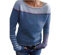 FairIsland Sweater for Women, Womens Crewneck Sweatshirt, Comfy Pullover Sweaters, Fashion Fall Long Sleeve Clothes (Blue,M)