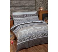 Fairisle Cotton Bed Cover Sheet Set with Pillowcase Rapport Home Natural Double