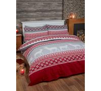 Rapport Home Fairisle 100% Brushed Cotton Sheet Set, King-Red