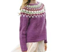 Fairisle Jumper Women Long Sleeve Plus Size Womens Sweaters Fair Isle Norwegian Retro Print Knitted Sweaters Casual Loose Lightweight Crewneck Striped Jumpers Basic Ladies Christmas Jumpers