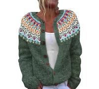 Fairisle Jumper Women Wool Button up Ladies Christmas Jumpers Plus Size Christmas Jumpers for Women UK Loose Comfortable Sweaters for Women UK Knitted Jumpers for Women Womens Sweater