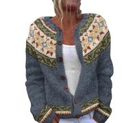 Fairisle Jumper Women Wool Button up Ladies Christmas Jumpers Plus Size Christmas Jumpers for Women UK Loose Comfortable Sweaters for Women UK Knitted Jumpers for Women Womens Sweater
