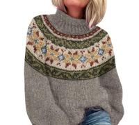 Fairisle Jumpers For Women - Turtleneck Sweater For Women Fashion Elegant Women'S Pullover Sweaters Soft Comfortable Icelandic Jumpers For Women Loose Slim Ladies Cable Knit Jumper Cashmere Jumpers