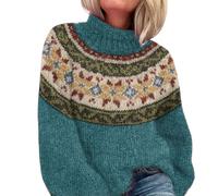 Fairisle Jumpers For Women - Turtleneck Sweater For Women Fashion Elegant Women'S Pullover Sweaters Soft Comfortable Icelandic Jumpers For Women Loose Slim Ladies Cable Knit Jumper Cashmere Jumpers