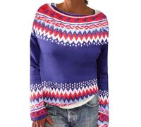 Fairisle Jumpers For Women Uk Fashion Long Sleeves Cashmere Jumper Soft Comfortable Crew Neck Loose Tops Fleece Warm Women'S Oversized Sweaters Lightweight Slim Fit Knit Pullover Top