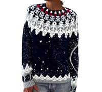 Fairisle Jumpers For Women Uk Slim Fit Icelandic Jumpers For Women Casual Long Sleeves Nordic Jumper Autumn Winter Cosy Warm Loose Crew Neck Tops Fashion Elegant Autumn Sweaters Pullover Sweaters