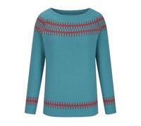 Fairisle Norwegian Jumpers for Women UK Women's Retro Art Printed Chenille Knitted Fair Isle Sweaters Round Neck Halloween Christmas Casual Ski Long Sleeve Tops Travel Essentials Pullover for Mom