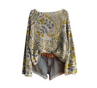 Fairisle Norwegian Women's Jumpers Ethnic Art Print Casual Pullover Knitted Sweaters for Women UK Fashion Long Sleeve Tops Chenille Crewneck Blouse Warm Layer Fair Isle Sweater Women Winter Essentials