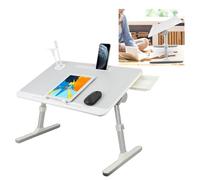 Fairnull Foldable Laptop Bed Tray Desk, Height Adjustable Laptop Stand for Bed Lap-Desk Bed Tray Table Sofa Breakfast Tray Laptop Desk with Storage Drawer and Bookstand for Sofa Couch Grey