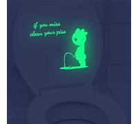 Fairnull Fun Bathroom Decor Toilet Stickers Cartoon Character Pattern Luminous Sticker Funny Wall Art Sticker Bathroom Decoration Glow in Dark Toilet Sticker yellow