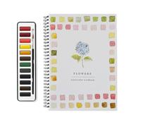 Fairnull Watercolor Workbooks, Beginner-Friendly Birds Watercolor Workbooks with 12 Colors Watercolor Paint Set & Brush, Art Crafts Painting Supplies, Water color Book for Kids Adults Teens (Flowers)