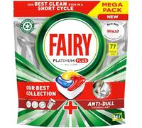 Fairry All-in-One Platinum Plus 77pk - Lemon - Fairry Platinum Plus Dishwasher Capsules With Three Liquid Chambers Dissolve Fast.