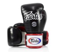 Fairtex BGV1 Muay Thai Boxing Training Sparring Gloves (Black/White/Red, 16 oz)