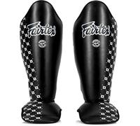 Fairtex Competition Muay Thai Shin Guards, SP5 - Black, Blue, Yellow, Red (Black, X-Large)