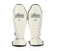 Fairtex Competition Muay Thai Shin Guards, SP5 - Black, Blue, Yellow, Red (White, Medium)