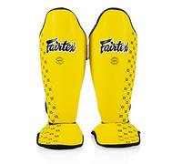 Fairtex Competition Muay Thai Shin Guards, SP5 - Black, Blue, Yellow, Red (Yellow, Medium)