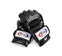 Fairtex FGV12 Ultimate MMA Gloves - Genuine Leather Open-Palm Grappling Gloves with Open Thumb Loop (Black, Medium)