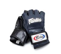 Fairtex FGV12 Ultimate MMA Gloves - Genuine Leather Open-Palm Grappling Gloves with Open Thumb Loop (Blue, Medium)