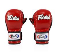 Fairtex FGV15 MMA Sparring Gloves | Double Wrist Wrap Closure | Made from Premium Quality Leather | Light Weight & Shock Absorbent (Red, Medium)
