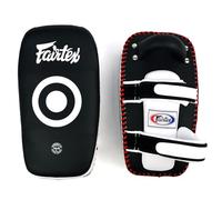Fairtex KPLC5 Lightweight Curved Muay Thai Kick Pads | Lightweight Microfiber Shock Absorbing Kick Mitts for Training | Extra Padding | For Muay Thai MMA & Kickboxing (Black/White, Standard)