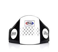 Fairtex Leather Boxing Muay Thai MMA Training Kick Shield Rib Guard Body Protector Belly Pad (Black/White)