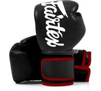 Fairtex Microfibre Boxing Gloves Muay Thai Boxing (BGV14 Black w/red trim, 14 oz)