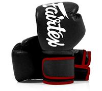 Fairtex Microfibre Boxing Gloves Muay Thai Boxing (BGV14 Black w/red trim, 16 oz)