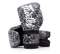 Fairtex Microfibre Boxing Gloves Muay Thai Boxing (BGV14PT - Black/White, 14 oz)