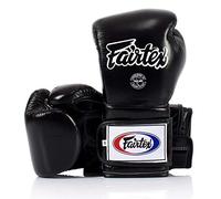 Fairtex Muay Thai Boxing Gloves BGV9 - Heavy Hitter Mexican Style - Minor Change Black with Yellow Piping 12 14 16 oz. Training & Sparring Gloves for Kick Boxing MMA K1 (Black, 16oz)