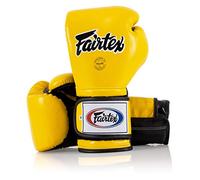 Fairtex Muay Thai Boxing Gloves BGV9 - Heavy Hitter Mexican Style - Minor Change Black with Yellow Piping 12 14 16 oz. Training & Sparring Gloves for Kick Boxing MMA K1