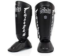 Fairtex Muay Thai Shin Guards SP7 Detachable In-Step Shin Pads (AKA Twister) Shin Protection for Muay Thai MMA K1 (Black, X-Large)