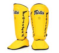 Fairtex Muay Thai Shin Guards SP7 Detachable In-Step Shin Pads (AKA "Twister") Shin Protection for Muay Thai MMA K1 (Yellow, Small)