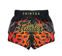 Fairtex Slim Cut Muay Thai Boxing Kickboxing Shorts, Black ''Volcano'', X-Large