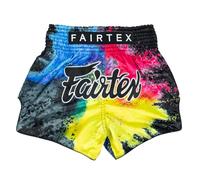 Fairtex Slim Cut Muay Thai Boxing Shorts, Black Acid Jazz, Large