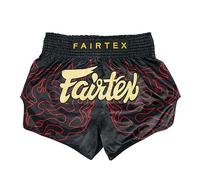 Fairtex Slim Cut Muay Thai Boxing Shorts, Black "Lava", Medium