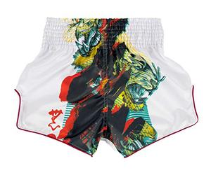 Fairtex Slim Cut Muay Thai Boxing Shorts - BS1908 (White - Satoru, Small)